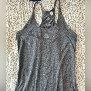 Spaghetti strap grey adidas workout tank top